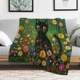 thumbnail image 4 of A Black Cat in The Flower Garden Cozy Flannel Throw 50"x60" Black Cat And Watercolor Flower Luxury Velvet Super Soft for Couch Bed Living Room Throw Blanket Novelty Unique Ideas Gifts Blankets, 4 of 8