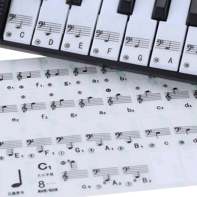 Pegatina Transparente 49 61 tecla etiqueta de nota clave pentagrama Piano teclado electrónico 88 teclas blancas Abody Pegatina