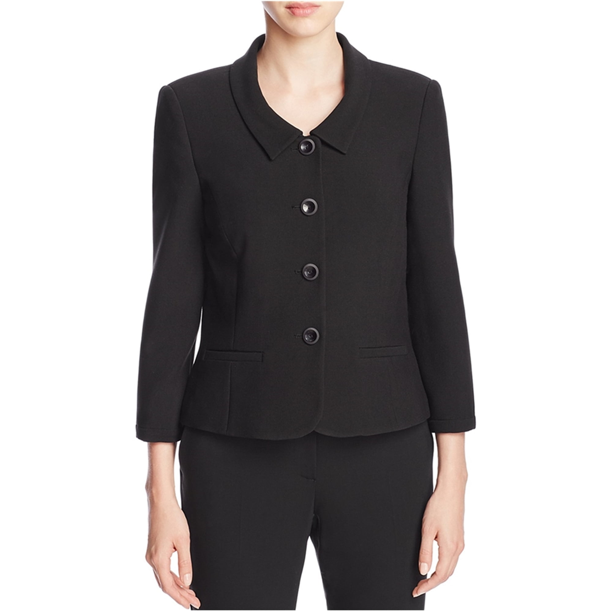 Finity Womens Fitted Four Button Blazer Jacket Black 8 Other