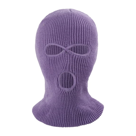 Mightlink Winter Unisex Knitted Hat Three Holes Solid Color Full Face Balaclava Dome Knitting Face Cover Cap for Outdoor Cycling