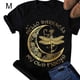 thumbnail image 1 of Camiseta de mujer con estampado de manga corta, cuello redondo, blusa informal de verano, negro, M Vogacara AP002571-02, 1 of 5