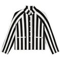 thumbnail image 4 of Jackets for Women Winter Coat Jackets Flannel Stand Collar Jacket(Black And White Vertical,Size:S-4XL), 4 of 7