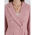 thumbnail image 4 of DARING DIVA Women's Tweed Blazer Notched Lapel Double Breasted Suit Jacket M Pink, 4 of 6