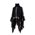 thumbnail image 4 of Rohuuque Women's Turtleneck Poncho Sweater Fringe Knit Cape Poncho Boho Knit Cape Pullover Shawl Wrap Dress Ponchos Tassels Black, 4 of 4