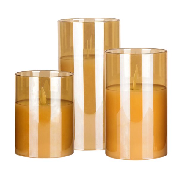 Velas sin llama LED Velas LED con efecto 3D Vela de vidrio con efecto de mecha móvil Likrtyny Lamparas Hogar Multifuncional