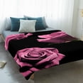 thumbnail image 4 of Pink Rose Blanket Soft Cozy Warm Throw Blanket for Couch, Plush Fuzzy Flannel Fleece Blankets for Sofa, Vintage Abstract Garden Flower Floral Black Bed Blankets Lightweight Gifts for Women, 50"x60", 4 of 9