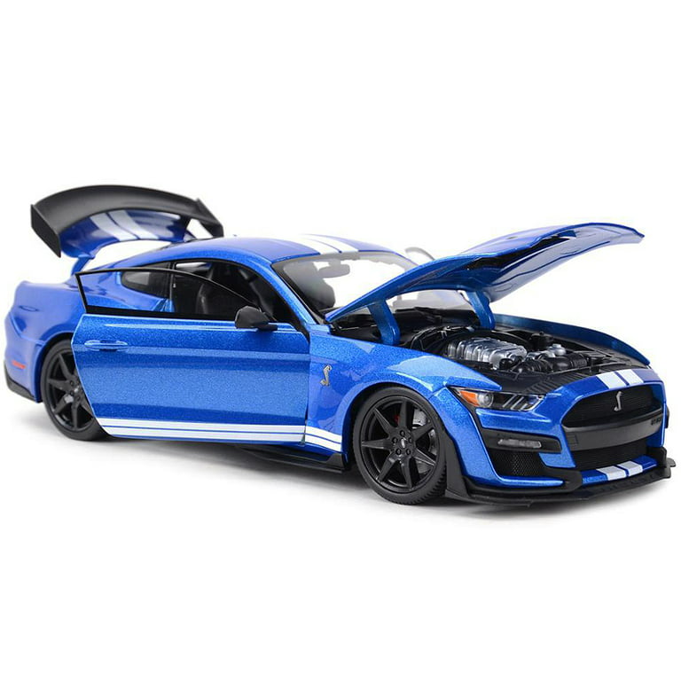 Maisto 1-18 Scale 2020 Ford Mustang Shelby GT500 Blue Metallic & White  Stripes Diecast Model Car 