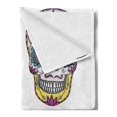 thumbnail image 2 of Skull Soft Flannel Fleece Throw Blanket, Colorful Ornate Mexican Sugar Shape Flower and Heart Pattern Calavera Humor, Cozy Plush for Indoor and Outdoor Use, 60" x 80", Multicolor, by Ambesonne, 2 of 5