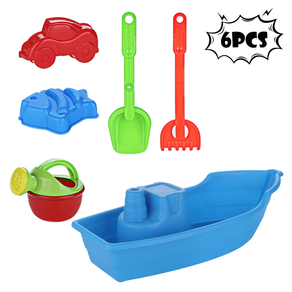 6pc Kids Beach Toys Set Molds Tools, Sandbox Toys On Summer Beach