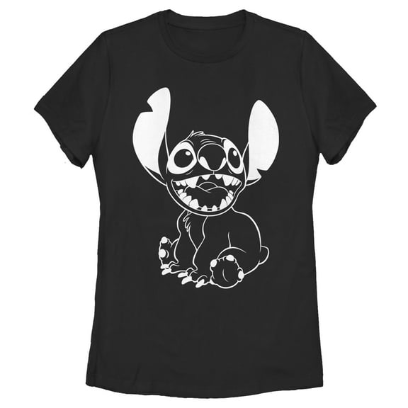 Women's Lilo & Stitch Negative Black and White  Graphic Tee Black X Large