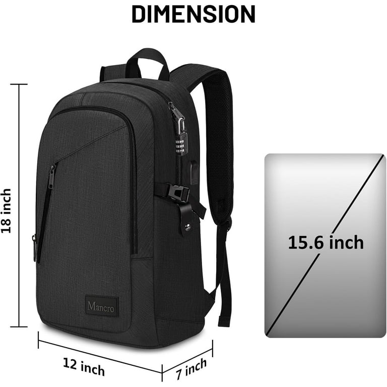Mancro Laptop Backpack, Slim Business Computer Bag with USB
