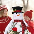 thumbnail image 3 of putnchl Christmas Tree Topper Large Snowman Hugger-Black Topper Snowman With Red Black Plaid Scarf Tree Topper, 3 of 5