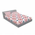 thumbnail image 3 of Ambesonne Floral Fitted Sheet & Pillow Sham Set, Abstract European Nature, Twin, Slate Blue Red White, 3 of 3