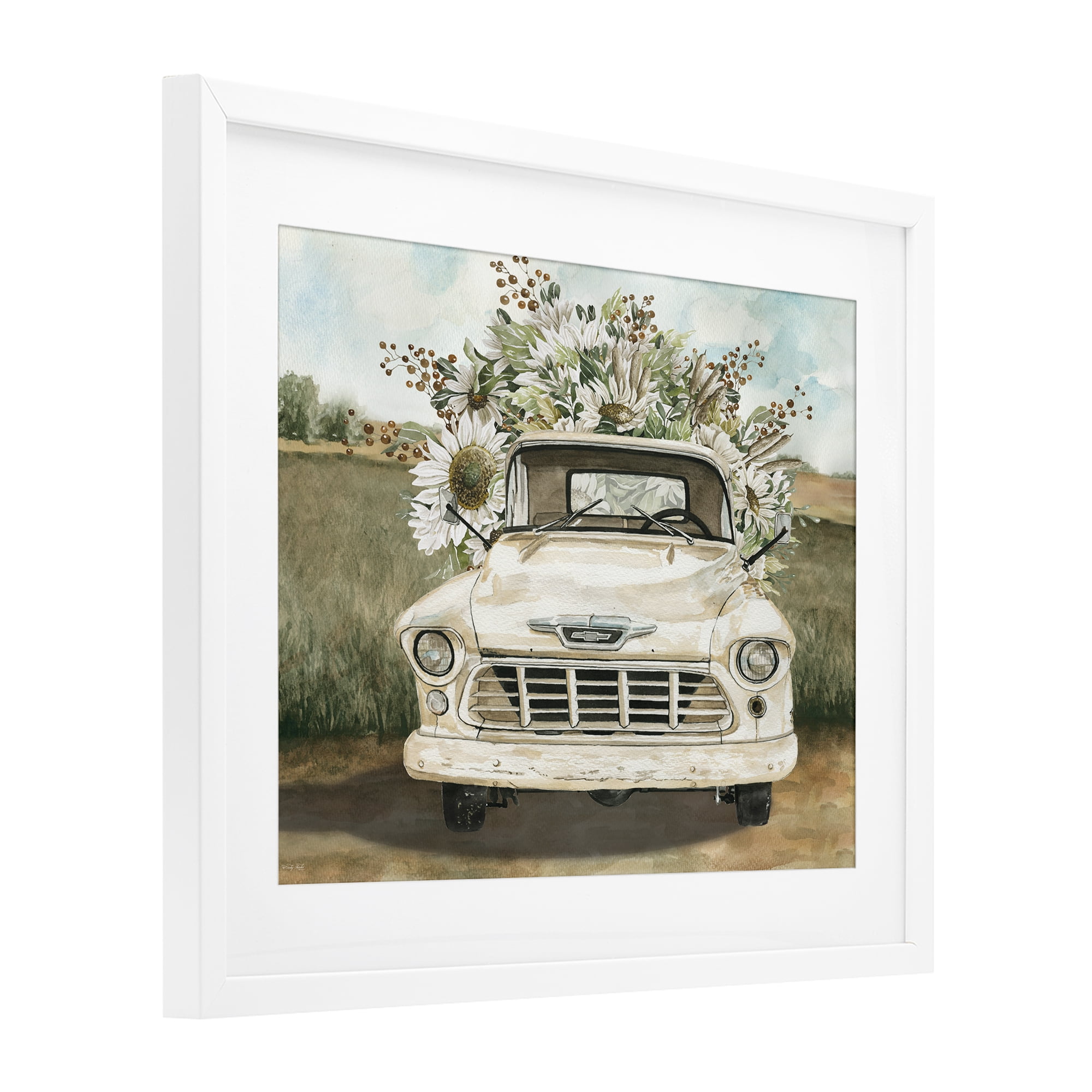 Stupell Industries Retro Country Flowers Delivery White Framed Print Under Glass, design by Cindy Jacobs