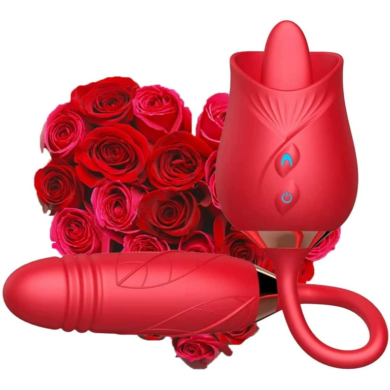 2 in 1 Rose Toy Vibrato with Thrusting Vibrating Egg for Women