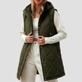 thumbnail image 2 of larppty Long Puffer Vest Women Sleeveless Hooded Puffer Jacket Lightweight Quilted Jackets Winter Warm Zip Up Coat Outerwear (AG, S), 2 of 5
