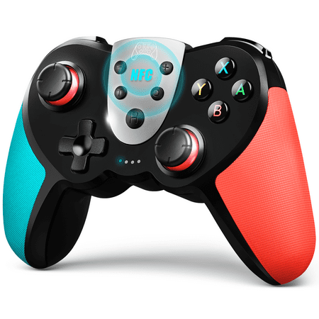 Wireless Pro Controller for Nintendo Switch/Switch OLED/Switch Lite, TERIOS Switch Remote Gamepad with Precise Joystick/Dual Vibration Motors/3 Turbo Speed/Wake-up Function(Blue/Red)