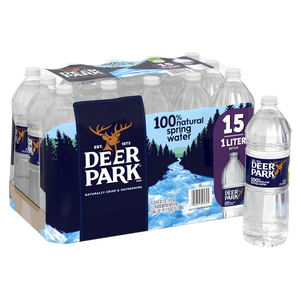 DEER PARK Brand 100 Natural Spring Water, 33.8ounce plastic bottles (Pack of 15)