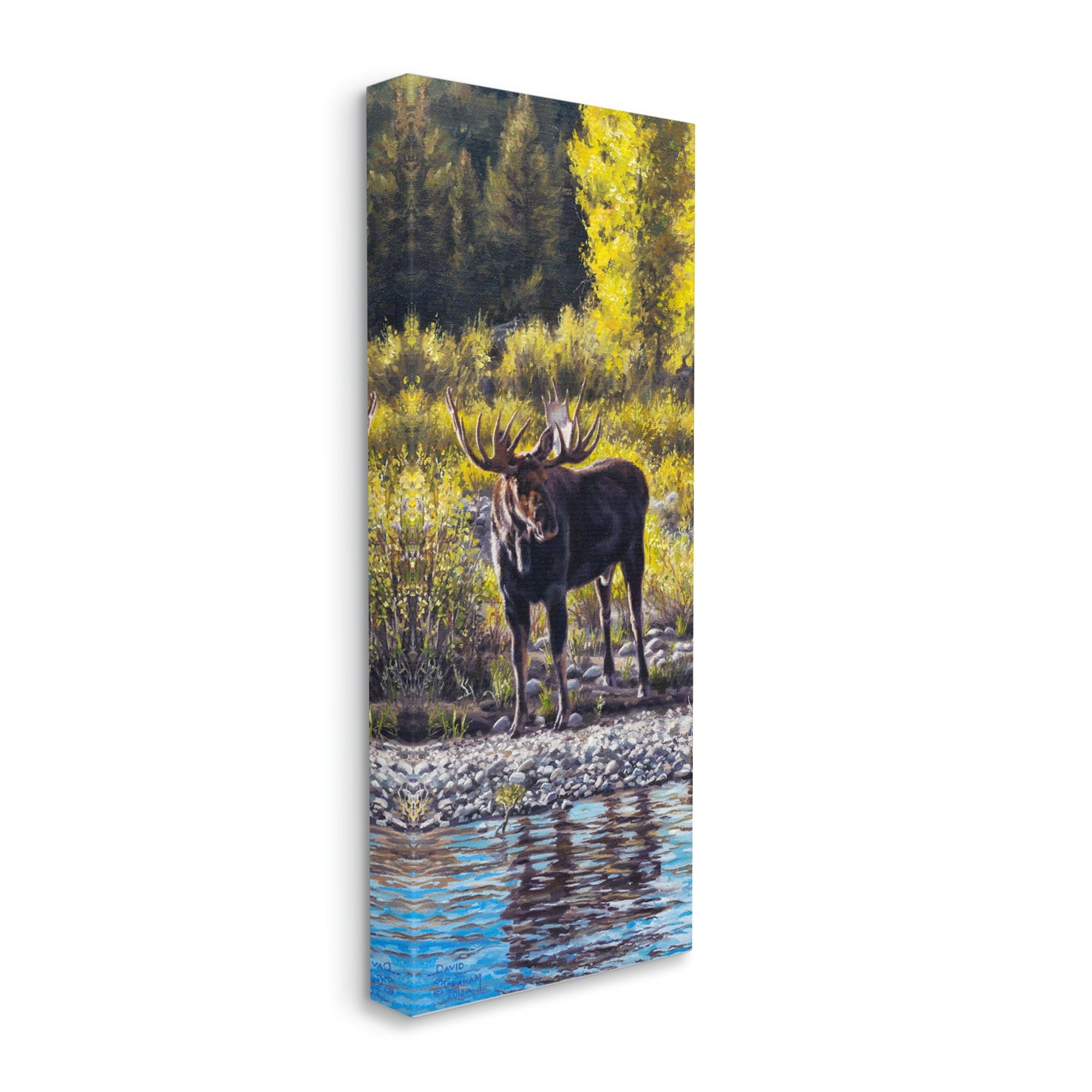 Stupell Industries Early Summer Moose At Lake Animals & Insects Painting Gallery Wrapped Canvas Print Wall Art