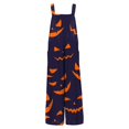 thumbnail image 5 of EANJE Halloween Overalls for Women, Sleeveless Spaghetti Strap Jumpsuit with Pockets, Print Wide Leg Baggy Romper, Adjustable Straps Fall Holiday Party Outfit Navy XL, 5 of 6