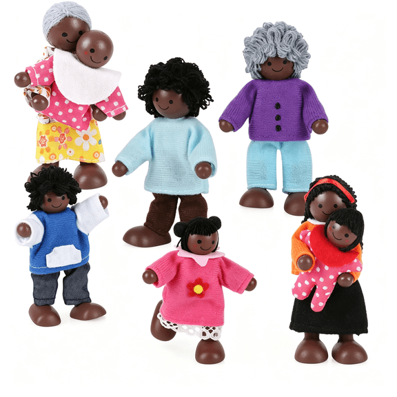 CYFW 8Pcs Wooden Dollhouse Family Miniature Doll Set Wooden Dollhouse Dolls for Boys Girls Toddler Kids Cosplay Figures Accessories for Pretend Toy Ages 3  Dollhouse Accessories