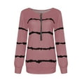 thumbnail image 3 of Daeful T-shirt à Manches Longues T-shirt Rayé T-shirt pour Dames à la Mode Décontracté Col en V Chandail Rose m, 3 of 7