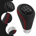 thumbnail image 4 of Premium Leather 5-Speed Gear Shifter Knob with Red Stitching, Non-Slip Anti-Fatigue Design, Universal Fit for Most Manual Cars Trucks Rvs, Easy To Install Replacement Knob One Size, 4 of 8