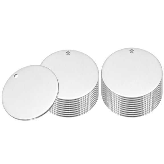 Uxcell 20 Pcs 1 Inch Round Metal Stamping Blanks, Stainless Steel Copper Blank Tags with Hole for Metal Stamping
