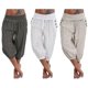 thumbnail image 5 of Women's Yoga Pants Side Pockets Harem Bloomers Capri Pants Bottoms Quick Dry Moisture Wicking Lightweight Hippie Boho Light Blue Tangerine Powder Whit, 5 of 5
