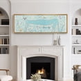 thumbnail image 3 of Large Framed Canvas Print Whimsical Blue Leopard in a Floral Field Wall Art Decorative Ready to Hang Painting for Living room Bedroom - 60"x20" Natural Frame, 3 of 7