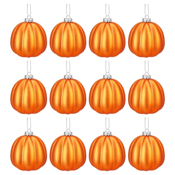 Desheus 12Pcs Fall Mini Pumpkin Balls Hanging Thanksgiving Pumpkin Ornament Halloween Christmas Tree Decoration Farmhouse Home Party Decor