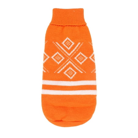 Unique Bargains Pet Dog Rhombus Pattern Turtleneck Warm Clothes Knitwear Sweater Orange Size XL