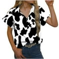 thumbnail image 2 of ALLLIST Tops for Women Black Collared Button Down Shirts Casual Leopard Print Short Sleeve Shirts Tops for Ladies, 2 of 6