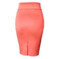 thumbnail image 2 of J. METHOD Women's Midi Skirt Stretch Knit Bodycon Slim Fit Office Elastic Waist Pencil Solid Skirts Made in USA NEWSK10 Coral S, 2 of 5