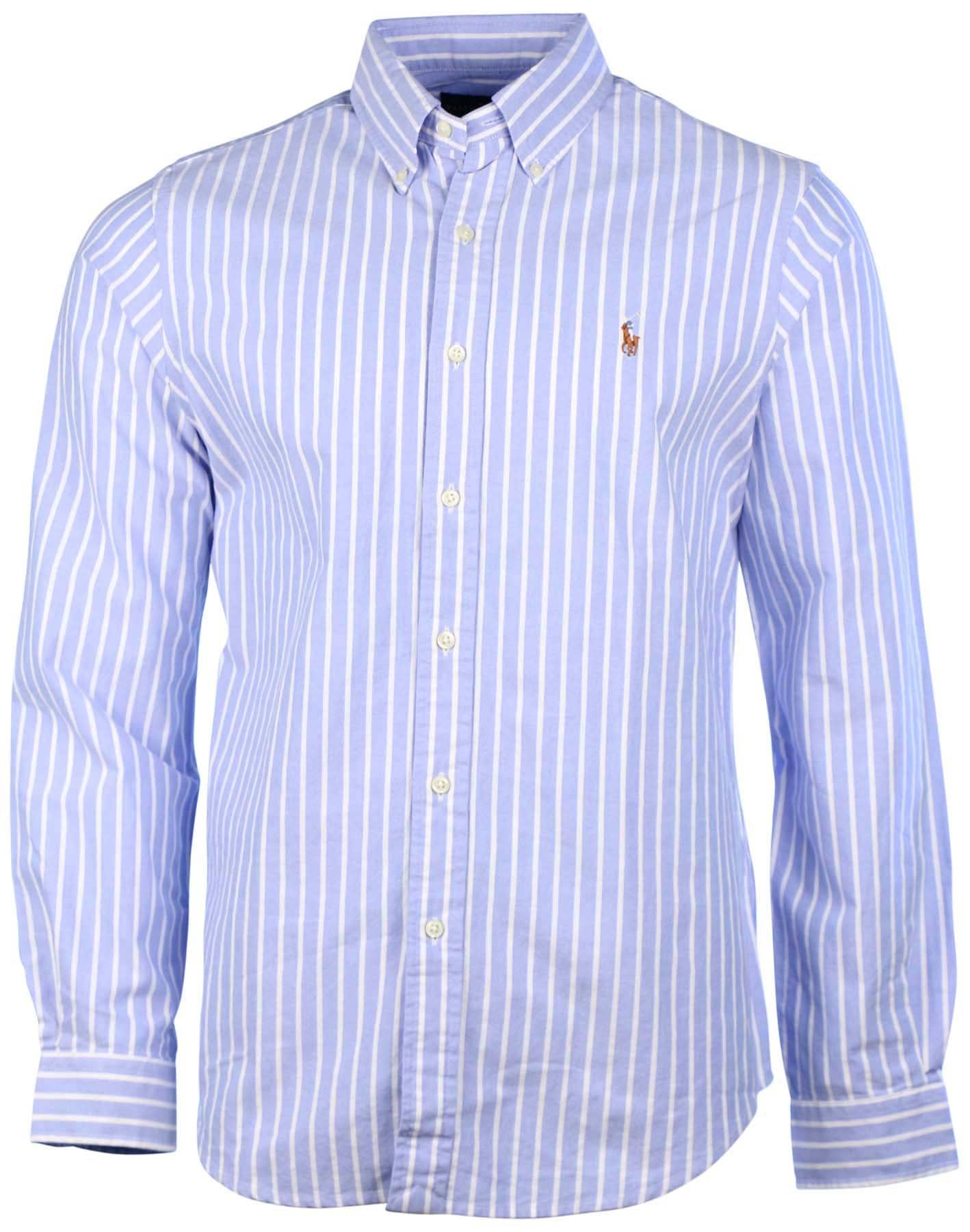 Polo Ralph Lauren Men's Long Sleeve Button Down Oxford Shirt-Blue/White ...