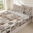 thumbnail image 3 of Manfei Modern Checkered Zipper Twin Comforter Sets with Fitted Sheet and 2 Pillowcases,Art Grid Zipper Bedding Set,Brown,Light Gray Reversible,4pcs, 3 of 8