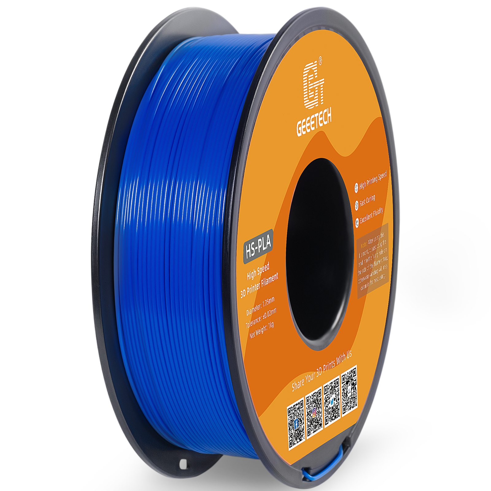 Geeetech 1.75mm PLA 3D Printer Filament, 10kg Spool (22lbs), Dimensional Accuracy +/- 0.03mm,Blue