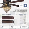 thumbnail image 4 of YIOSI 52" Crystal Ceiling Fan with Lights & Remote, Noiseless Copper AC Motor, LED Retro Chandelier, Farmhouse Lighting for Living Room, Bedroom, Dining Room, Energy-Efficient, Timer, Modern Fan, 4 of 9
