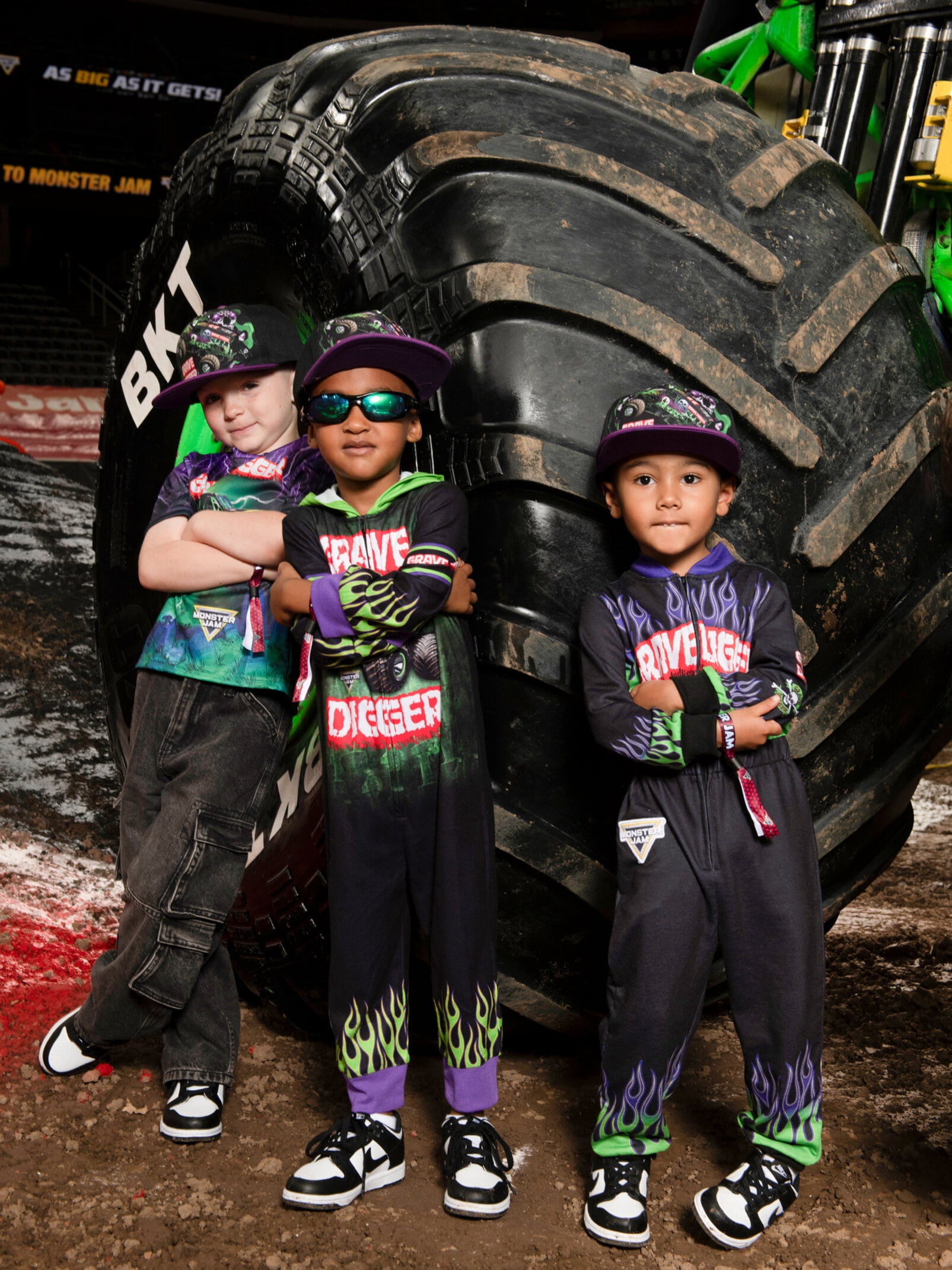 Monster Jam Toddler Boys' Zip-Up Coverall Black Grave Digger