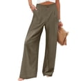 thumbnail image 5 of JUUNthy Wide Leg Pants for Womens, with Pockets High Rise Lightweight Pull On Vacation Casual Palazzo Trousers Dark Grey XL, 5 of 14
