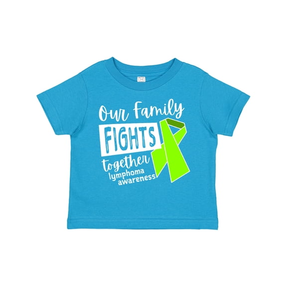 Inktastic Our Family Fights Together Lymphoma Awareness Lime Ribbon Boys or Girls Toddler T-Shirt