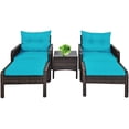 thumbnail image 5 of Pemberly Row 5-Pc Rattan & Steel Patio Furniture Set w/ 2 Ottomans in Turquoise, 5 of 10