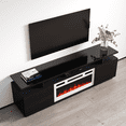 thumbnail image 3 of Eva-KWH Fireplace TV Stand for TVs up to 80", Modern High Gloss 71" Entertainment Center, Electric Fireplace TV Media Console with Storage Cabinets and LED Lights, 3 of 9