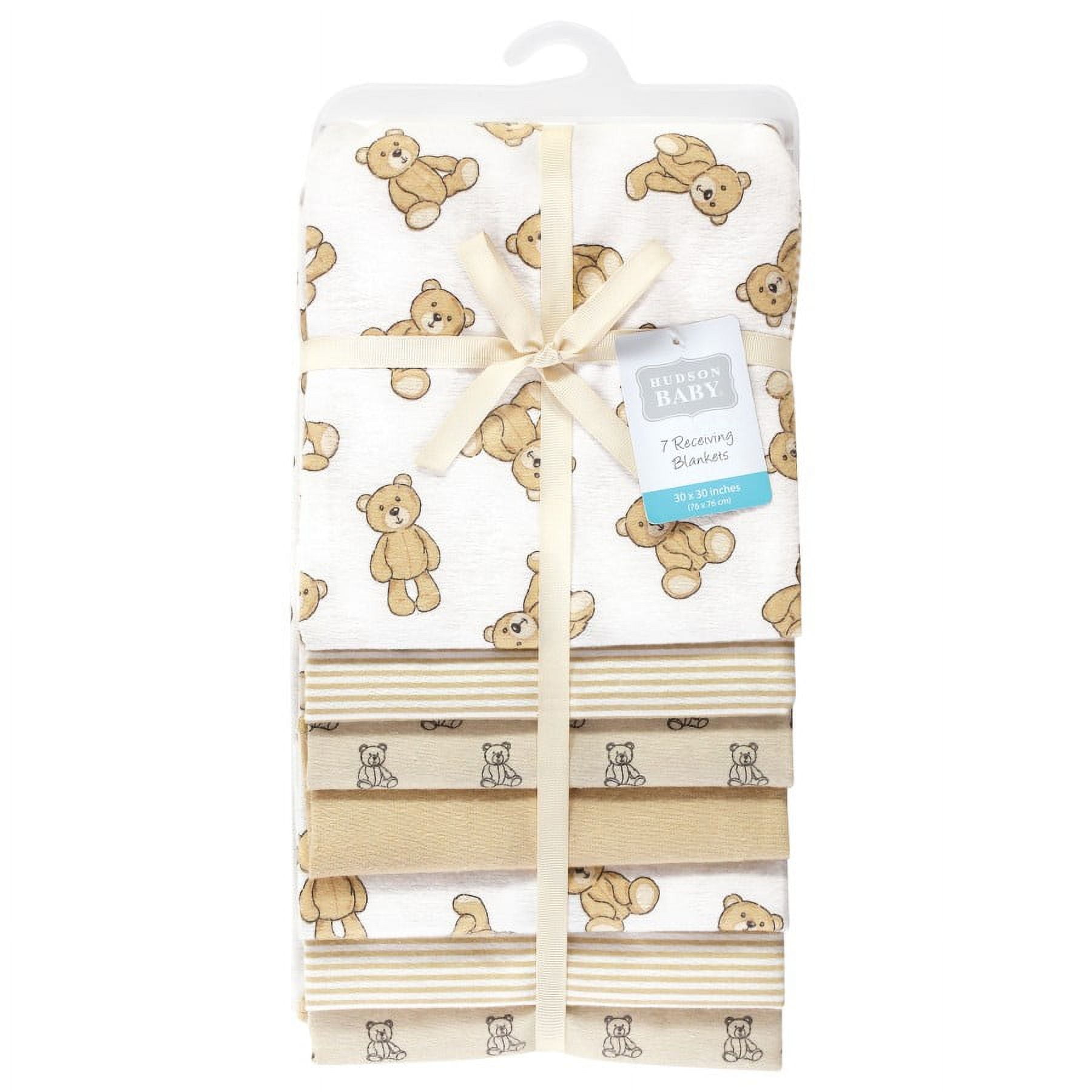 Hudson Baby Infant Boy Cotton Rich Flannel Receiving Blankets Bundle, Teddy Bears, One Size