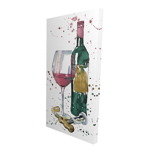 Bottle of red wine - 24"x48" canvas - Print on demand