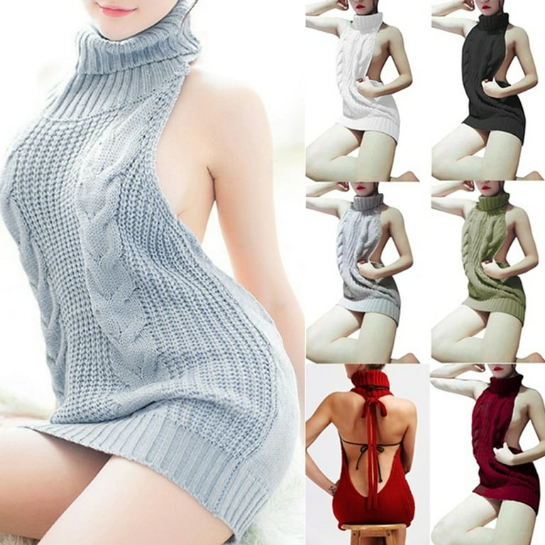 Backless turtleneck sweater best sale