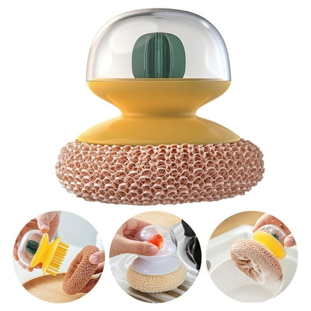 

Tiitstoy Brush Pot Dishwashing Artifact Short Handle Pot Brush Multi-functional Kitchen Decontamination Cleaning Ball Non-stick Oil Brush Bowl Stove Cleaning Brush