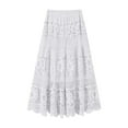 thumbnail image 3 of Women's Western Floral Lace Crochet Knit Maxi Boho Skirt A Line Eyelet Hippie Flowy Long Skirt Bathing Suit Wrap Skirt Sheer Skirt Two Piece Skirt Outfits for Women Skirt Suits for Women Business, 3 of 3