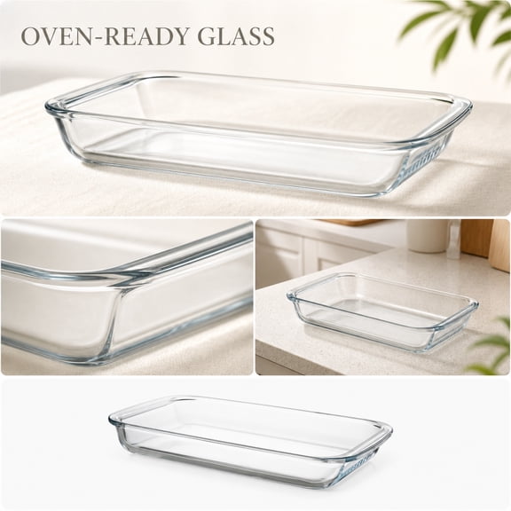 Large Glass Baking Dish For Oven Use, Heat-Resistant Rectangular Casserole Pan For Roasting And Serving, Versatile Kitchen Cookware For Family Meals