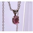 thumbnail image 3 of Natural 8x6mm Pink Bi-colored Tourmaline Cabochon Sterling Silver Necklace NT305, 3 of 9